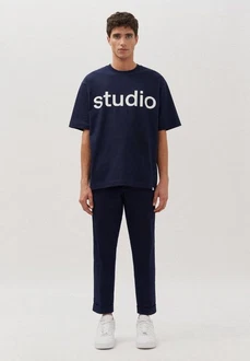 studio seidensticker T-Shirt Studio Rundhals Dunkelblau/Rot/Hellblau