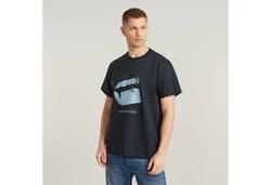 G-STAR T-Shirt Water Burger Loose Dunkelblau/Schwarz/Blau