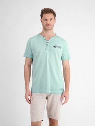 LERROS Henleyshirt Serafino für Herren sportlicher Optik Hellgrün/Grün/Türkis