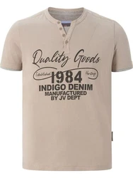 Jan Vanderstorm T-Shirt NANTE Lagen-Look Beige/Braun