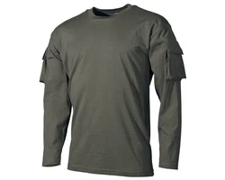 MFH Langarmshirt US Shirt mit Ärmeltaschen oliv