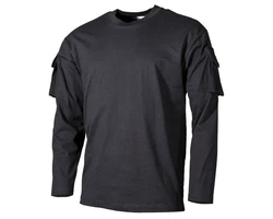MFH Langarmshirt US Shirt mit Ärmeltaschen Dunkelgrau/Dunkelblau/Grau/Schwarz