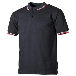 Poloshirt Poloshirt, rot-weie Streifen, mit Knopfleiste, schwarz