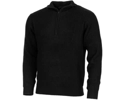MFH Rundhalspullover Troyer Pullover mit Reißverschluss schwarz