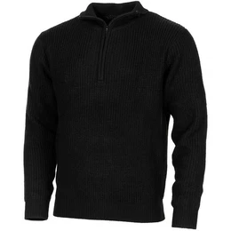 Troyer Pullover, Troyer , mit Reiverschluss, schwarz