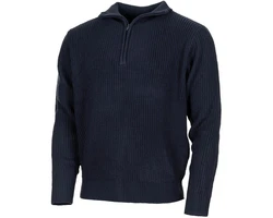 MFH Rundhalspullover Troyer Pullover mit Reißverschluss blau