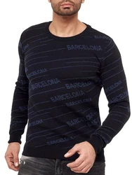 RedBridge Strickpullover Striped Barcelona Dunkelblau/Schwarz/Blau