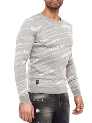 RedBridge Strickpullover Striped Barcelona Grau/Hellgrau/Dunkelgrau/Blau