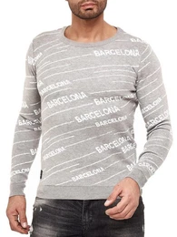 Strickpullover Herren Strickpullover Pullover Striped Barcelona Gestreift