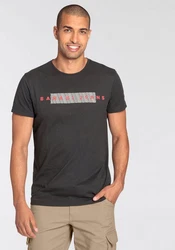 Bruno Banani Rundhalsshirt schmal geschnitten mit Print Dunkelgrau/Grau/Schwarz/Dunkelrot
