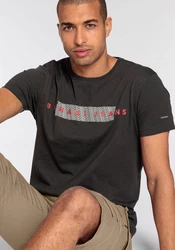 Bruno Banani Rundhalsshirt schmal geschnitten mit Print Dunkelgrau/Grau/Schwarz/Dunkelrot