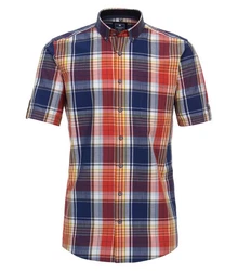 Redmond Kurzarmhemd Rot/Mischfarben/Hellblau
