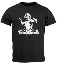 Print-Shirt Herren T-Shirt Techno DJ Bruce Lee Parodie Printshirt Tanzen mit Print