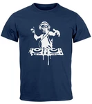 Neverless Print-Shirt Herren T-Shirt Techno DJ Bruce Lee Parodie 