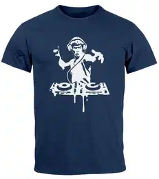 Print-Shirt Herren T-Shirt Techno DJ Bruce Lee Parodie Printshirt Tanzen mit Print