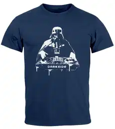 Print-Shirt Herren T-Shirt Techno DJ Parodie Printshirt Aufschrift Darkside mit Print