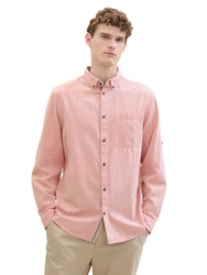TOM TAILOR Langarmshirt Langarmhemd T-Shirt Rosa/Beige/Khaki