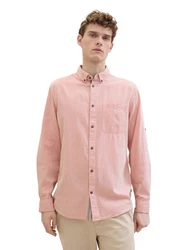 TOM TAILOR Langarmshirt Langarmhemd T-Shirt Rosa/Beige/Khaki