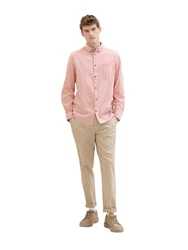 TOM TAILOR Langarmshirt Langarmhemd T-Shirt Rosa/Beige/Khaki