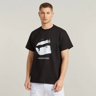 G-STAR T-Shirt Water Burger Loose Schwarz