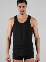 Albero Natur Herren Tanktop (2er Pack) Schwarz