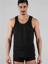 Albero Natur Herren Tanktop (2er Pack) Schwarz