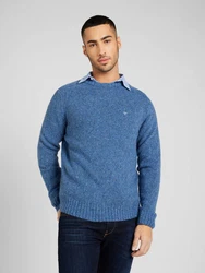 FYNCH-HATTON Rundhalspullover Pullover - Casual Fit blau/weiß