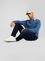 FYNCH-HATTON Rundhalspullover Pullover - Casual Fit blau/weiß