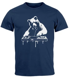 Neverless Print-Shirt Herren T-Shirt Br als Techno DJ Rave Festival Outfit Braun/Dunkelblau/Blau