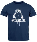 Neverless Print-Shirt Herren T-Shirt mit Motiv (Print) Dunkelblau/Blau