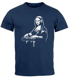 Print-Shirt Herren T-Shirt Techno DJ Mona Lisa Musik Festival Rave Electonic mit Print