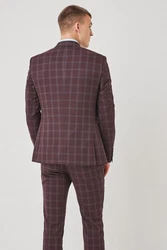 Next Baukastensakko Karierter Anzug mit Besatz: Skinny Fit Sakko Dunkelrot/Lila/Braun/Bordeaux