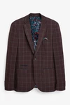 Next Baukastensakko Karierter Anzug mit Besatz: Skinny Fit Sakko Dunkelrot/Lila/Braun/Bordeaux
