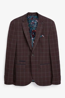 Next Baukastensakko Karierter Anzug mit Besatz: Skinny Fit Sakko