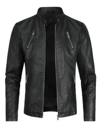 Allthemen Herren Bikerjacke Schwarz/Dunkelgrau/Grau