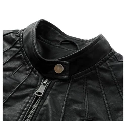 Allthemen Herren Bikerjacke Schwarz/Dunkelgrau/Grau
