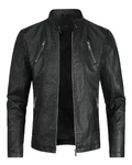 Allthemen Herren Bikerjacke Schwarz/Dunkelgrau/Grau