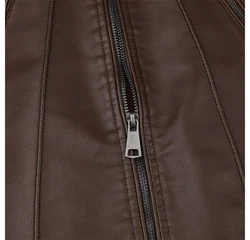 Allthemen Herren Bikerjacke Dunkelbraun/Braun/Grau
