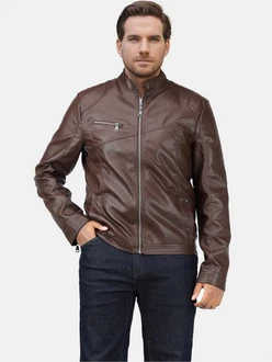 Allthemen Herren Bikerjacke mit Stehkragen