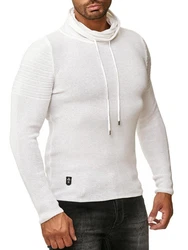 Red Bridge Herren Strickpullover Rollkragen Pullover Shoulder Lines Creme/Weiß/Grau