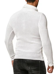 Red Bridge Herren Strickpullover Rollkragen Pullover Shoulder Lines Creme/Weiß/Grau