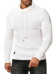 Red Bridge Herren Strickpullover Rollkragen Pullover Shoulder Lines Creme/Weiß/Grau