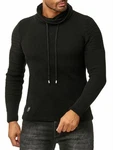 Red Bridge Herren Strickpullover Rollkragen Pullover Shoulder Lines Schwarz/Dunkelgrün