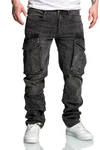 Amaci&Sons Cargojeans LINNDALE Sweathose Denim Look Herren Jeans Schwarz/Dunkelgrau/Grau/Khaki