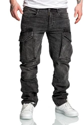 Amaci&Sons Cargojeans LINNDALE Sweathose Denim Look Herren Jeans Schwarz/Dunkelgrau/Grau/Khaki