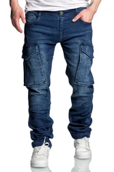 Amaci&Sons Cargojeans LINNDALE Sweathose Denim Look Herren Jeans Blau/Dunkelblau/Hellblau
