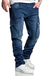 Amaci&Sons Cargojeans LINNDALE Sweathose Denim Look Herren Jeans Blau/Dunkelblau/Hellblau