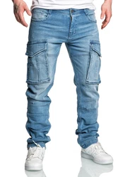 Amaci&Sons Cargojeans LINNDALE Sweathose Denim Look Herren Jeans Hellblau/Blau