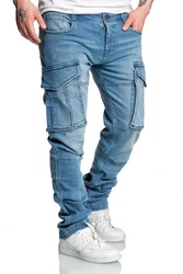 Amaci&Sons Cargojeans LINNDALE Sweathose Denim Look Herren Jeans Hellblau/Blau