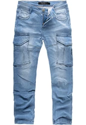 Amaci&Sons Cargojeans LINNDALE Sweathose Denim Look Herren Jeans Hellblau/Blau